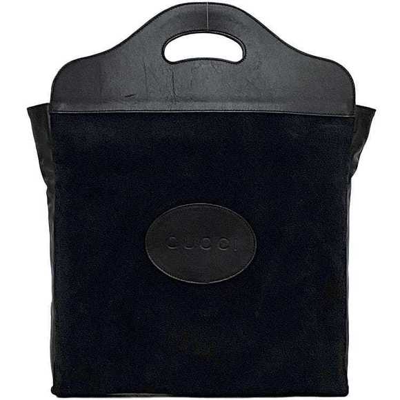 Gucci Bag Handbag Black Suede Tote Leather Business - Picture 1 of 9